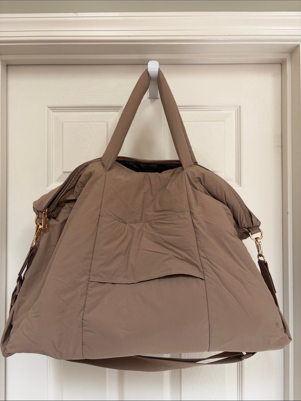 a new day Taupe Quilted Puffer Tote